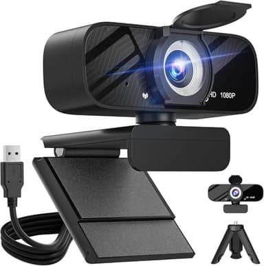 Gohero Full HD 1080P Video Webcam and Wide Angle Camera with Built-in Microphone and Rotatable Tripod,for Laptop Computer or Desktop PC,Great for Live Streaming.Calls.Video Conferencing(Black)-1 - Image 1