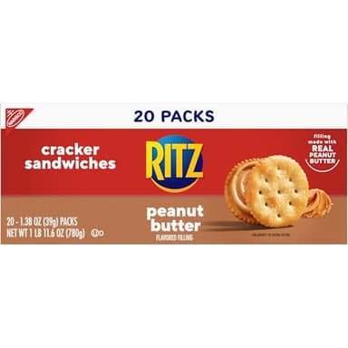 RITZ Peanut Butter Sandwich Crackers, Lunch Snacks, 20 Snack Packs (6 Crackers Per Pack) - Image 17