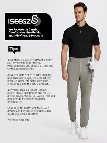 ISEEGZ Mens Golf Shirts Short Sleeve Funny Print Golf Polo Shirts for Men Lightweight Dry Fit Quick Dry Collared Golf Polos Black - Image 5