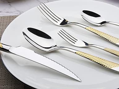 Silverware Set with Serving Utensils Stainless Steel Flatware Set for 4 Include Fork Knife Spoon Cutlery Utensil Set for Home Kitchen Restaurant - Image 3