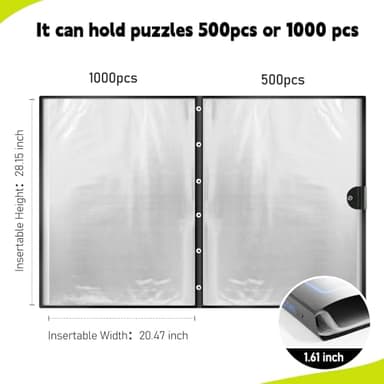 ALL4JIG Puzzle Storage Folder Keeper for Jigsaw Enthusiasts Puzzle Space-Saving Organizer Accessories for Adults Holds 20 Puzzles, HD Film Pockets - Image 2