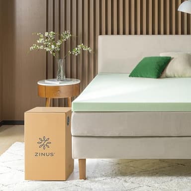 ZINUS 3 Inch Green Tea Memory Foam Mattress Topper, Smaller, More Convenient WonderBox Packaging, Pressure-Relieving Layers, CertiPUR-US Certified, Queen - Image 4