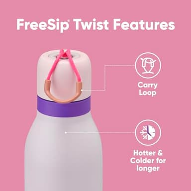 Owala FreeSip Twist Insulated Stainless Steel Water Bottle with Straw for Sports and Travel, BPA-Free, 24-oz, Pink/Purple (Dreamy Field) - Image 3