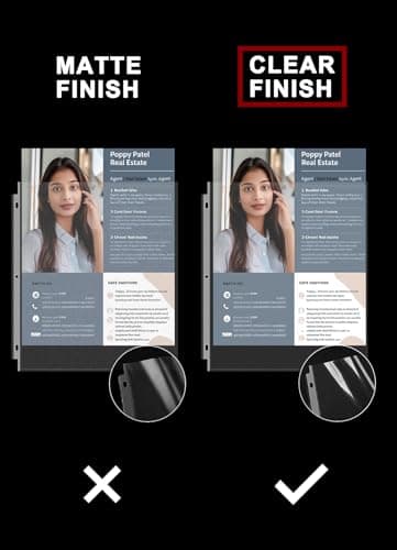 Sheet Protectors 8.5 x11 Inch, 100 Pack Page Protectors for 3 Ring Binder, Top Loading Plastic Sleeves with Reinforced 3-Hole Punch for Binders, Letter Size, for Documents and Photos, Office Supplies. - Image 4