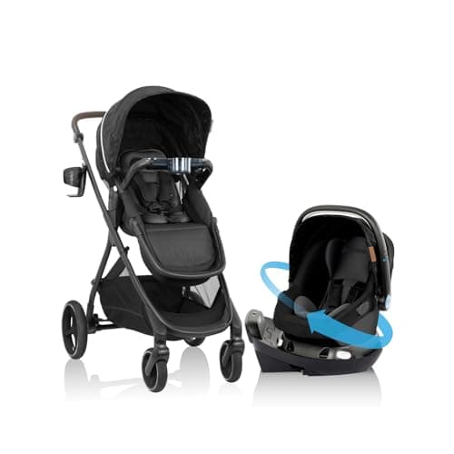 Evenflo Shyft Intuiti+ Travel System Featuring Revolve180 LiteMax™ NXT Rotating Rear-Facing Lightweight Preemie and Infant Car Seat with SensorySoothe 3-30 lbs. (Dubhan Black) - Image 1