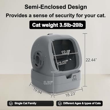 Automatic Self-Cleaning Cat Litter Box with APP-Controlled, Weight Tracking – 86L Ultra-Quiet, Smart Health Monitor, and Safe Anti-Pinch Design (Assembly Required) -Mid Grey - Image 6