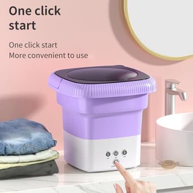 Portable Small Washing machine,13L Capacity Foldable Mini Washer,Ideal for Baby Clothes, Underwear & Small Items. Perfect for Apartments, Dorms, RVs & Travel (Purple) - Image 6