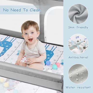 JINXIA Baby Playpen with Mat 75"*59", Large Play Pen for Babies and Toddlers with Soft Breathable Mesh, Climb-Proof Anti-Fall Baby Playpen, Sturdy Safety Play Yard for Indoor Outdoor Fun, Grey - Image 5