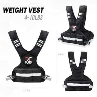FUFF weighted vest woman 4–10 lb Unisex with 6 Weight Bags, Reflective Adjustable Weighted Vest for Walking, Exercise and Strength Training - Image 3