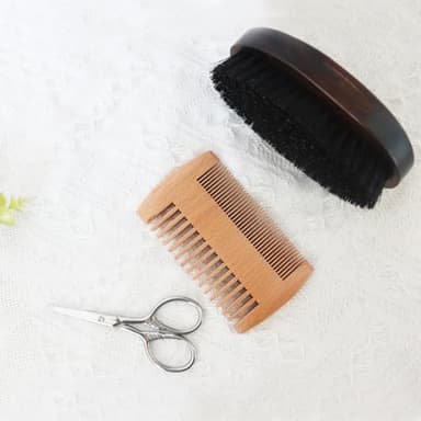 Beard Grooming Kit, Beard Care Set, Men's Grooming Kit, Beard Trimming Kit, Natural Boar Bristle Brush and Pear Wood Comb Set for Men - Dual Action Grooming for Beards and Mustaches - Image 2