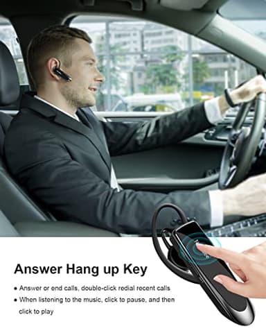 [2 Pack] Bluetooth Earpiece Wireless Handsfree Headset V5.0 24 Hrs Driving with Mic 60 Days Standby Bluetooth Headset for iPhone Android Samsung Driver - Image 6