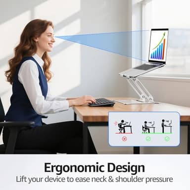 Urmust Laptop Notebook Stand Holder Adjustable Ultrabook Stand Riser Portable Compatible with MacBook Air Pro HP Dell XPS Lenovo All laptops 10-15.6"(Silver) - Image 3