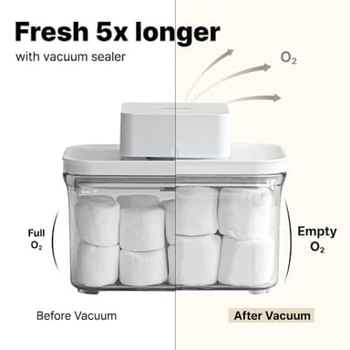 VAKUEN Premium Airtight Food Storage Containers & Vacuum Sealer Machine Starter Set, 4-piece Container with Sealer, 100% Leak Proof,Keep food fresh up to 5 times longer than non-vacuum strorage. - Image 3