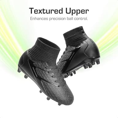 DREAM PAIRS Boys Girls Soccer Cleats Youth Firm Groud Outdoor Sport Athletic High Top Football Shoes for Little/Big Kid,Size 13 Little Kid,All/Black,HZ19002K - Image 6