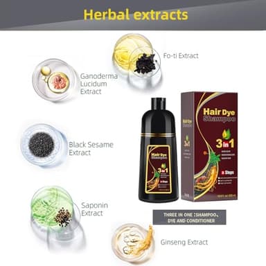 COSMTEK Dark Brown Hair Dye Shampoo for Gray Hair, Semi-Permanent Hair Color Shampoo for Women and Men, Herbal Ingredients, 3 in 1-100% Grey Coverage, 17.6 Fl Oz (Pack of 1) - Image 3