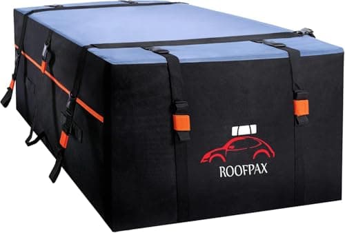 RoofPax Waterproof 19 Cubic Feet Rooftop Cargo Carrier Bag – Heavy Duty Car Roof Storage with Double Zipper & Tie Down Straps – Fits Cars with or Without Roof Rack - Image 1