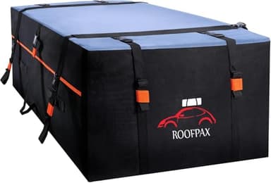 RoofPax Waterproof 19 Cubic Feet Rooftop Cargo Carrier Bag – Heavy Duty Car Roof Storage with Double Zipper & Tie Down Straps – Fits Cars with or Without Roof Rack - Image 1