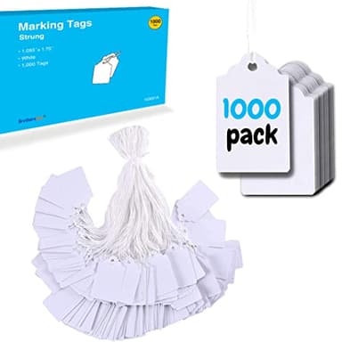 Brothersbox Price Tags with String Attached, 1000pcs White Marking Merchandise Strung Tags Writable Label Hang Tags for Pricing Gift Jewelry Clothing Yard Sale Garage Supplies 1.75 x 1.093 inch - Image 8