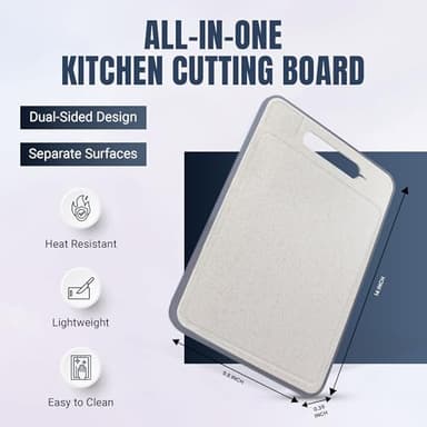 Stainless Steel Cutting Board Double Sided for Kitchen– 304 Stainless Steel/Wheat Straw PP Cutting Board for Meat, Fruit, Veg, Non Slip, Juice Groove, Food-Grade Chopping Board, Easy Clean - Image 5