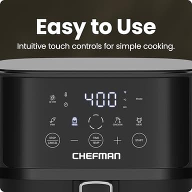 Chefman Air Fryer – 6 QT Compact Airfryer for Quick & Easy Meals in Minutes, Features Hi-Fry Technology for Extra Crisp, Touchscreen Controls with 4 Presets, Nonstick & Dishwasher Safe Basket - Black - Image 4