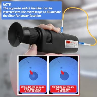 Handheld Optical Fiber Microscope, 400x Fiber Optic Microscope LED Light Coaxial Illumination 2.5mm and 1.25mm Adapters Fiber Cable Microscope Detector - Image 2