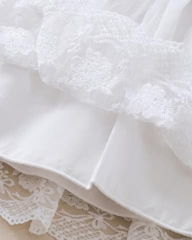 Renotemy Baby Girl Tulle Tutu Dress White Lace Sleeveless 1st Birthday Dress for Baby Girl Shower Gifts Boho Fairy Baptism Princess Wedding Birthday Party Dresses with Flower Headband 12-18 Months - Image 5