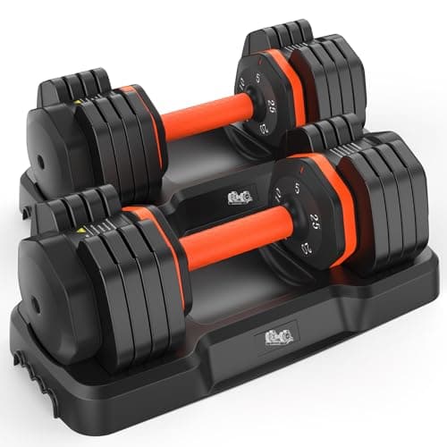 25LB Adjustable Dumbbells Set, 5LB to 25LB Dumbbell Pair,15LB to 55LB Weight Set of 2, Home Gym 25lbs/50lbs, Anti-Slip Handle for Exercise Equipment - Image 1