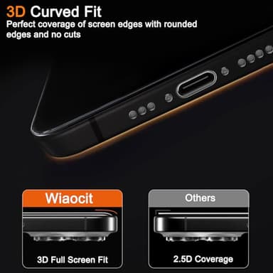 Wiaocit 3 Pack Tempered Glass Privacy Screen Protector for iPhone 16 Pro Max with 3 Pack Camera Lens Protector, 9H Hardness, Bubble Free, Case Friendly - Image 5