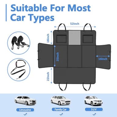 YFChangle Hard Bottom Dog Car Seat Cover for Back Seat – Waterproof Nonslip Hammock Extender for Trucks & SUVs, Heavy Duty Pet Protector, Black Faux Leather - Image 6