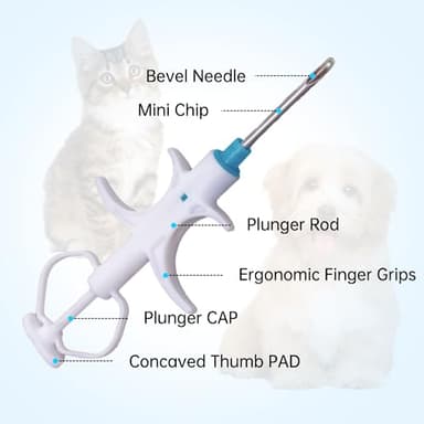 TAEING Pet Microchips, 134.2khz Pet Cats Dogs Microchips Implant Kit for Veterinary Management (1, 2.12x12mm) - Image 3