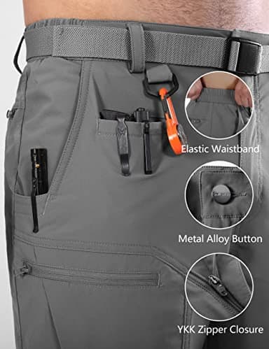 Shallowlulu Mens Cargo Hiking Shorts Water Resistant Quick Dry Lightweight Breathable Tactical Shorts with Nylon Belt(Grey 40W/10L) - Image 5