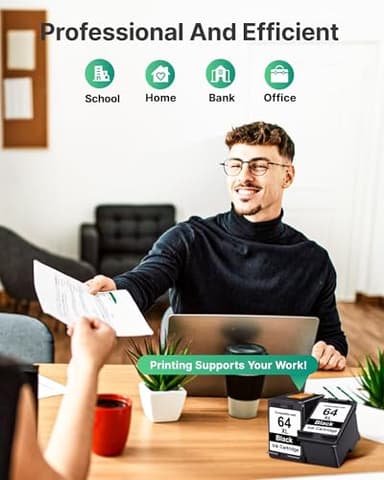 64XL Black Ink Cartridge Replacement for HP Ink 64 for HP 64XL Black Ink Cartridge Printer Ink 64 Work for Envy Photo 7855 7858 7155 7158 6255 6258 Inspire 7200e 7900e 7955e Tango X Terra (2 Pack) - Image 7