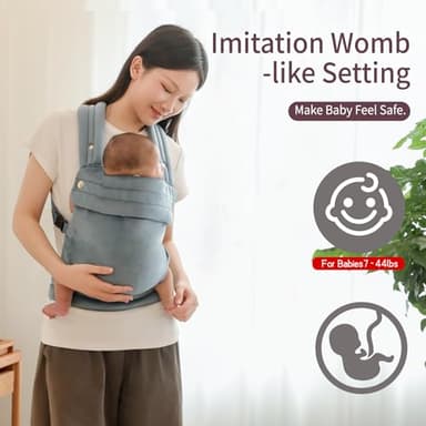 Liderbebe Baby Carrier Newborn to Toddler - Ergonomic,Velvet Fabric Breathable Mesh Cozy and Lightweight Infant Carrier for 7-35lbs,Enhanced Lumbar Support Hands-Free Parenting,All Seasons,Blue - Image 6