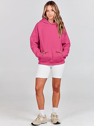 ANRABESS Women Hoodies Oversized Fleece Long Sleeve Comfy Casual Basic Pullover Sweatshirts 2025 Fall Outfits Sweater Hot Pink Medium - Image 8