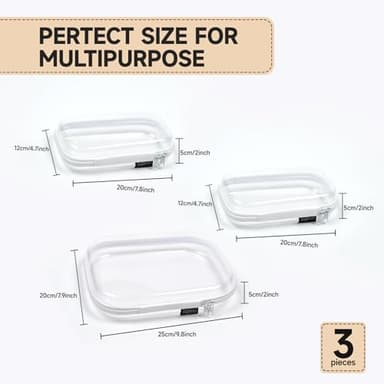 3 Pack Clear Hard Shell Zipper Case - Clear Waterproof Cosmetic Bag with Zipper, Kid's Toy Storage Organizer Bins, Charging Cables, creative journaling, painting brushes, Threads,Sketch Supplies - Image 2