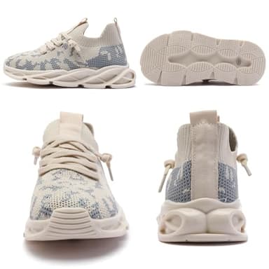 DADAWEN Boys Girls Lightweight Breathable Sneakers Kids Tennis Shoes Athletic Running Shoes for Toddler/Little Kid Beige US Size 8 M Toddler - Image 5