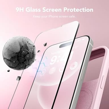 GONEZ Magnetic for iPhone 15 Pro Case, Compatible with MagSafe, [Screen Protector + Camera Lens Protector], Silicone Shockproof Anti-Scratch Protective Phone Case 6.1 inch, Chalk Pink - Image 5