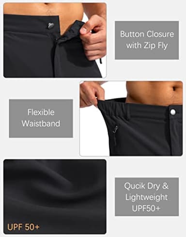 Pudolla Men's Hiking Cargo Shorts 9" Lightweight Outdoor Work Shorts for Men Travel Golf Camping Casual with 5 Zipper Pockets(Black Large) - Image 5