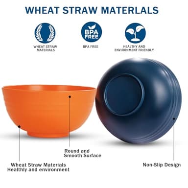 Rubtlamp Wheat Straw Dinnerware Set, 16Pcs Unbreakable Plates And Bowls Sets of 4, Plastic Plates Set Reusable (Four Colors) Include Dinner Platos, Dessert Platos, Cereal Bowls, Cups for Daily - Image 5