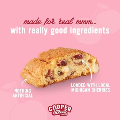 Cooper Street Twice-Baked Cherry White Chip Biscotti Cookies (16 oz Pack of 2) – Over 50 Biscotti Cookies per Bag Loaded with Real Fruit, Traditional Italian Style Snacks - Dairy, Peanut & Soy Free - Image 5