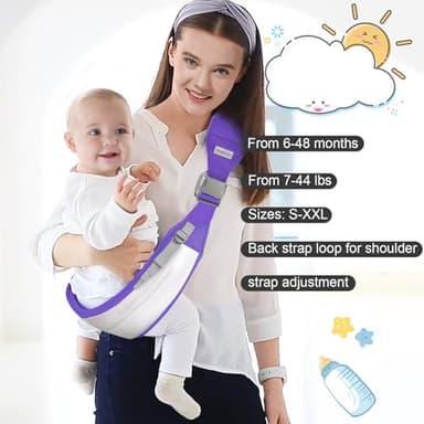 Baby Sling Carrier Newborn to Toddler,Updated Adjustable One Shoulder Labor-Saving Baby Holder Carrier,Tollder Sling Carrying 7-45 lbs (Purple) - Image 4