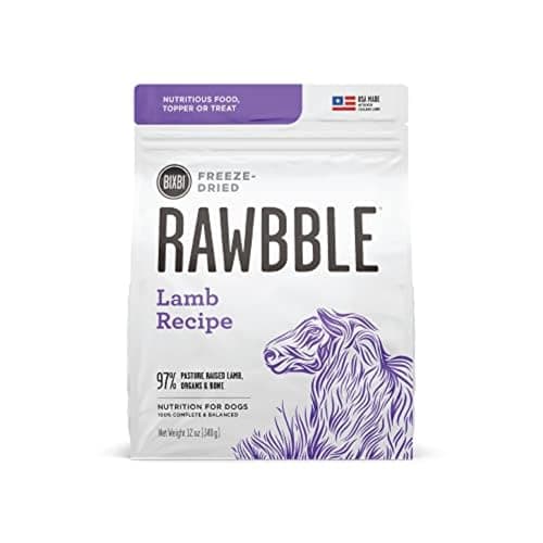 BIXBI Rawbble Freeze Dried Dog Food, Lamb Recipe, 12 oz - 97% Meat and Organs, No Fillers - Pantry-Friendly Raw Dog Food for Meal, Treat or Food Topper - USA Made in Small Batches - Image 1