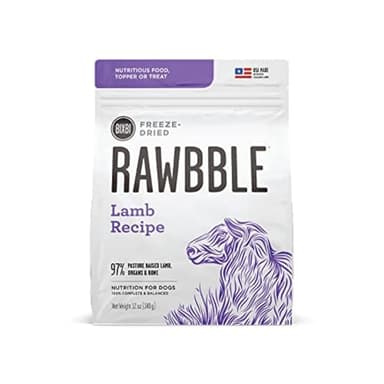 BIXBI Rawbble Freeze Dried Dog Food, Lamb Recipe, 12 oz - 97% Meat and Organs, No Fillers - Pantry-Friendly Raw Dog Food for Meal, Treat or Food Topper - USA Made in Small Batches - Image 1