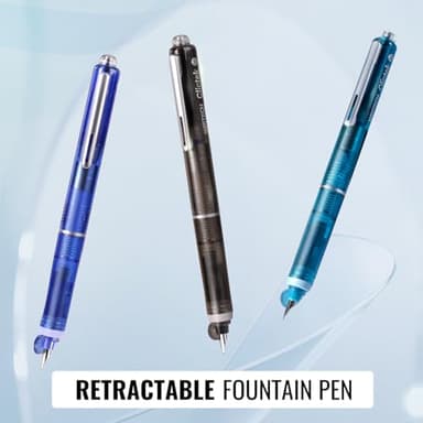 WRITECH Clictek Fountain Pen Set: Retractable Style Blue Ink Medium Nib Transparent Barrel, Includes 5 Ink Cartridges for Gift Set, Smooth Writing No Leaking - Image 7