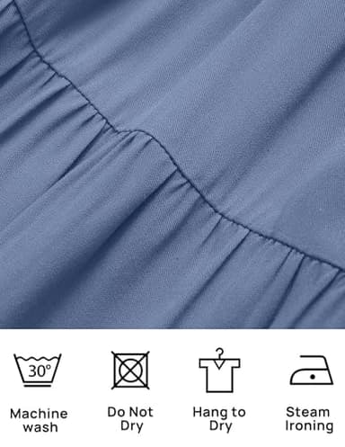 ZESICA Women's 2025 Summer Casual Flutter Short Sleeve Crew Neck Smocked Elastic Waist Tiered Midi Dress,Dusty Blue,Medium - Image 6