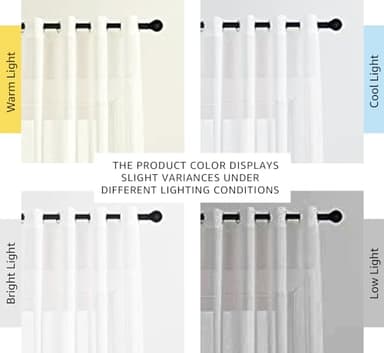 NICETOWN Linen Sheer Curtains 96 inches Long for Living Room, Bedroom Curtains 2 Panels Set Grommet Semi Sheer Privacy with Light Filtering Flax Open Linen Weave Drapes, W52 x L96, White - Image 2