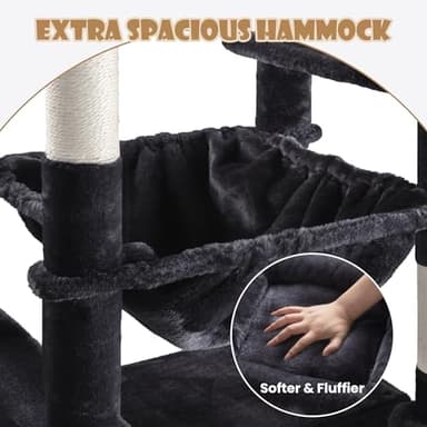 SHA CERLIN 81in Multi-Level Tall Cat Tree Tower for Indoor Kitties/Larger Cat Condo Furniture with Hammock/Cozy Pussycat Perches/Sisal Scratching Posts/Pet House/Wide Base/Dark Grey - Image 6