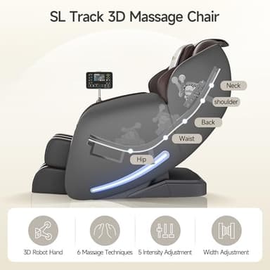 Real Relax 2025 Massage Chair Full Body,Zero Gravity 3D SL Track Shiatsu Massage Recliner with Body Scan,Thai Stretching and APP Control,Office and Home Use,Brown - Image 3