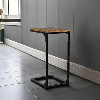 QEEIG C Table Side Table Set of 2 Living Room Sets C Shaped Couch Tray End Tables Farmhouse, Rustic Brown (017-30BN) - Image 8