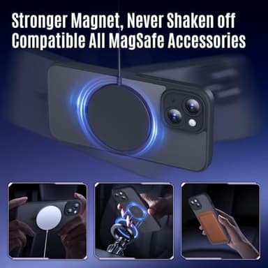 Symcele Designed for iPhone 14 Case, Compatible with MagSafe, with Privacy Screen Protectors X2, [Camera Protection] [15FT Military Drop Protection] Shockproof Phone Case, 6.1", Black - Image 3